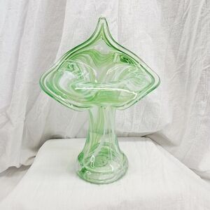 Green Swirl Jack In The Pulpit Vase Art Glass Germany RGH Romische Glashutte